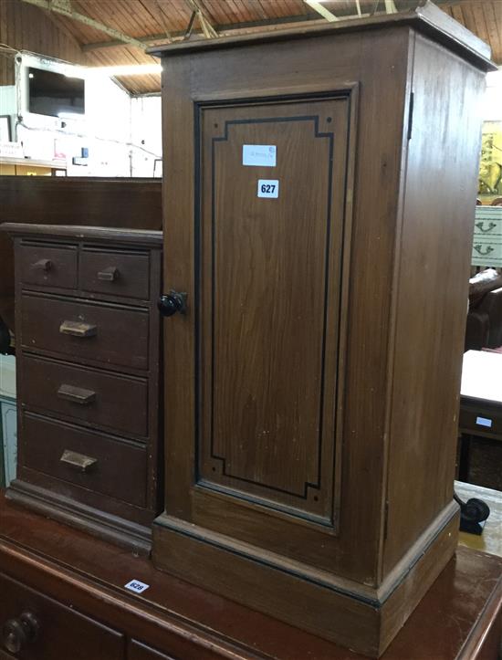 Pine pot cupboard & miniature chest of drawers